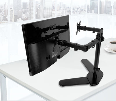 10-27" Full 360° Motion Dual Monitor Adjustable Double Arm Desktop Stand & Mount