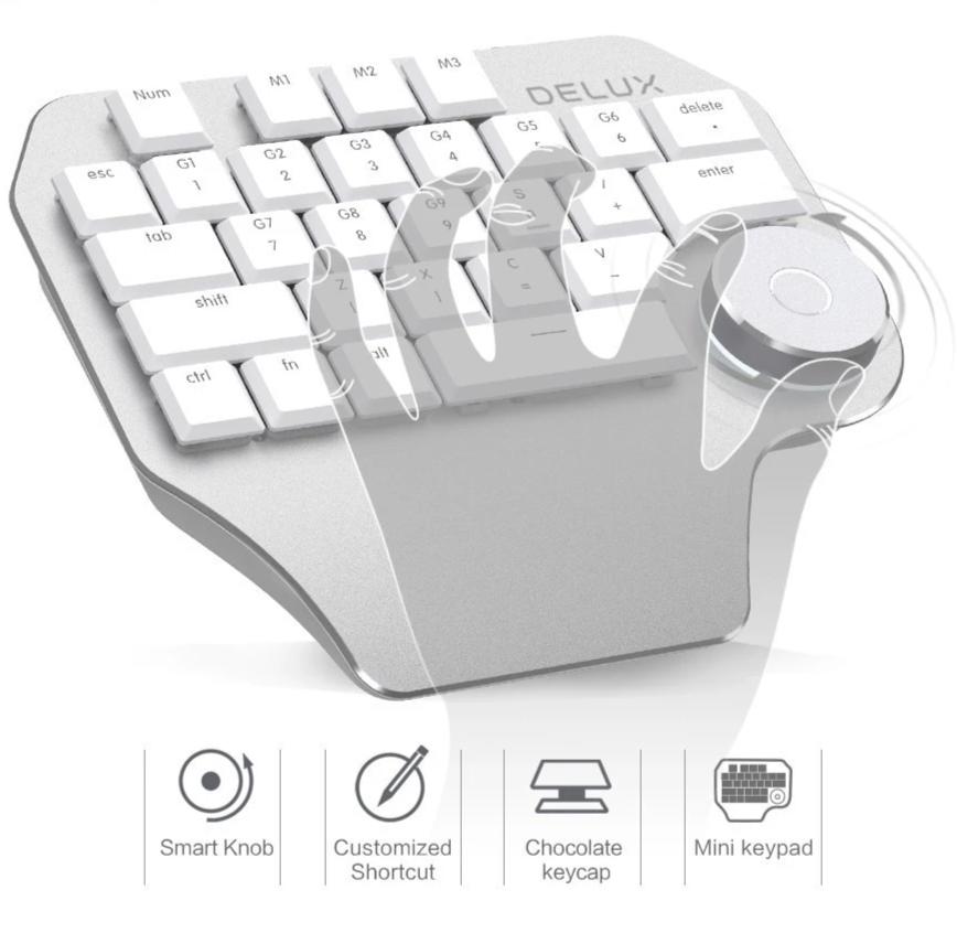 Delux T11 Designer Keyboard with Smart Dial 3 Group Customizable Keys Keypad